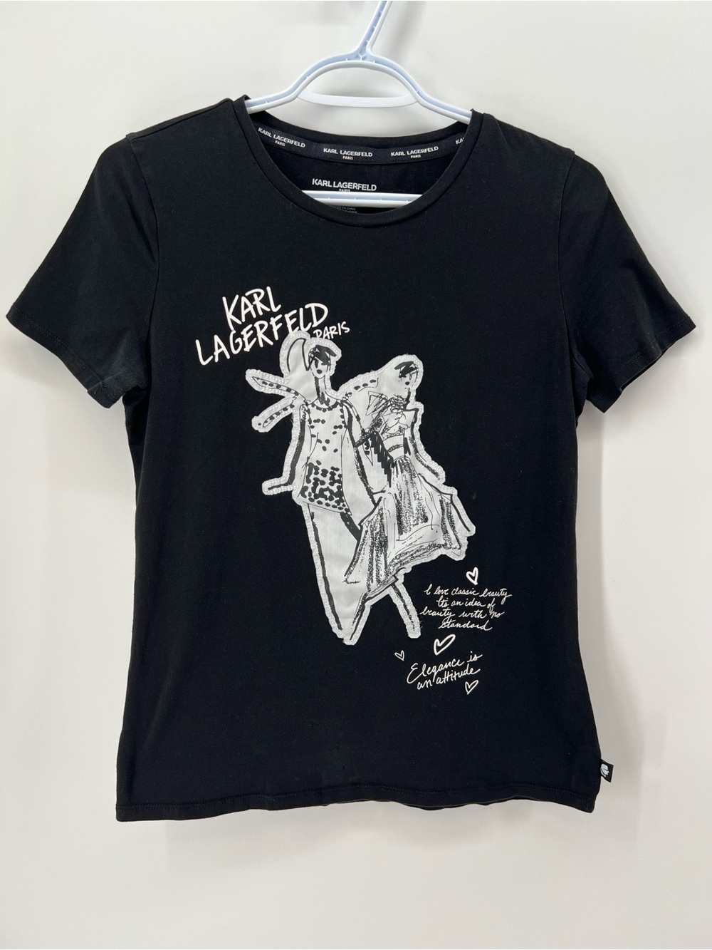 Karl Lagerfeld Women’s XS Black Graphic Crewneck Tee